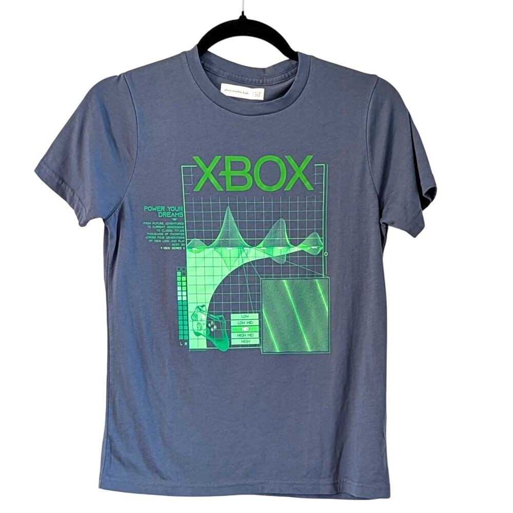 Abercrombie Kids Xbox Graphic T Shirt Boys 11/12 Soft Gray Gamer Tee